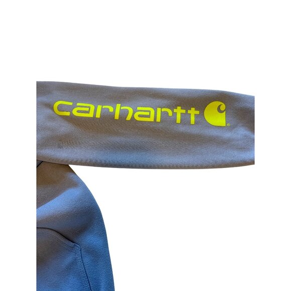Carhartt K288 Hoodie Medium Loose Fit Blue Neon Logo Sleeve TS02880M Workwear - Picture 5 of 9